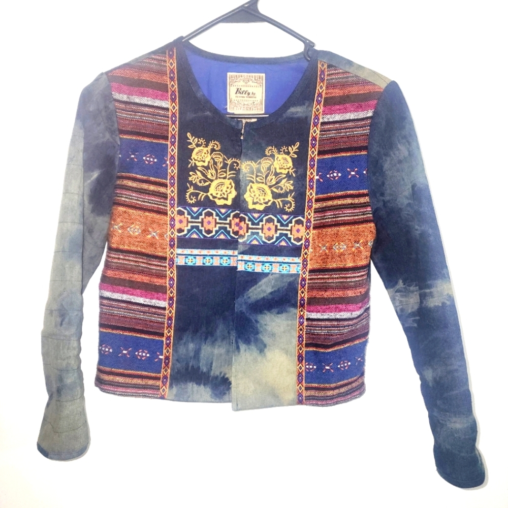 Flying Tomato boho Aztec embroidered jacket